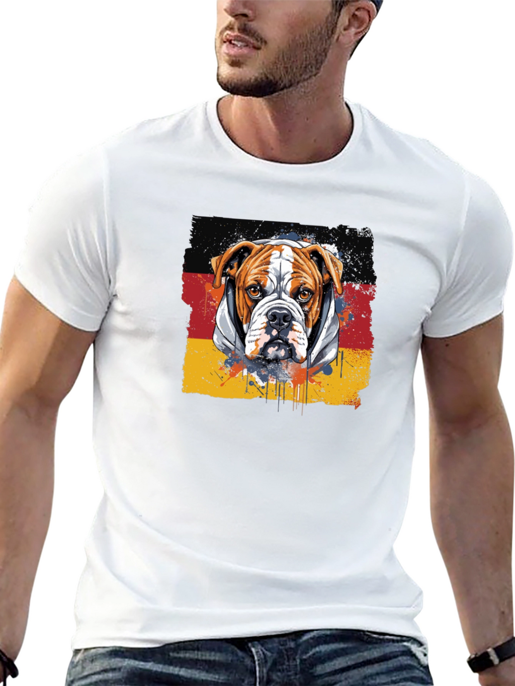 Bulldog Germany Flag Graphic T-Shirt