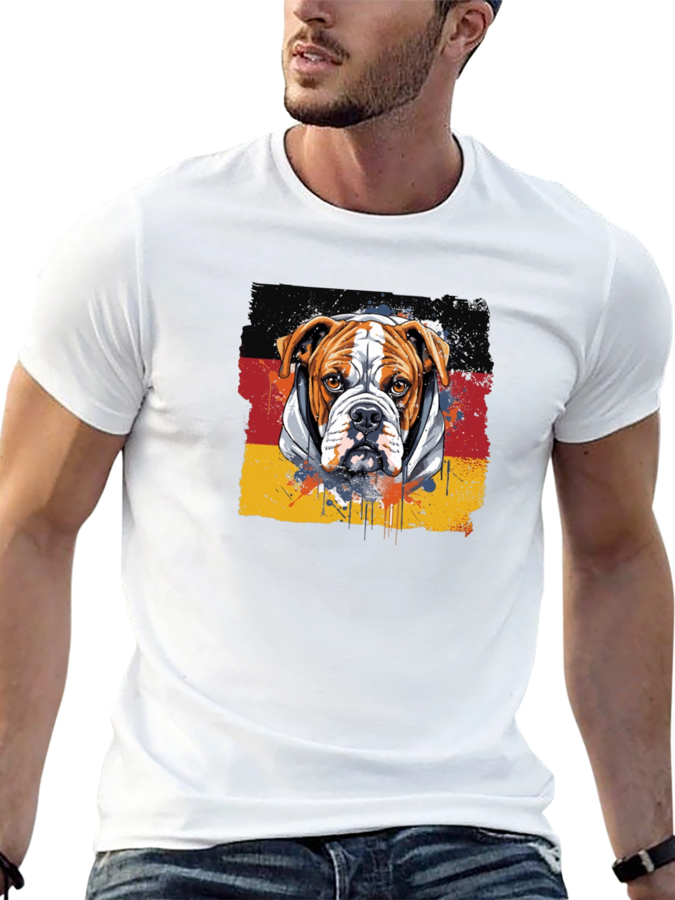 Bulldog Germany Flag Graphic T-Shirt
