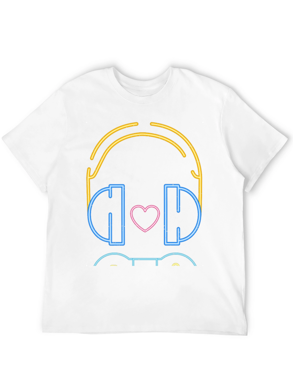 Neon Headphones Heart Graphic T-Shirt