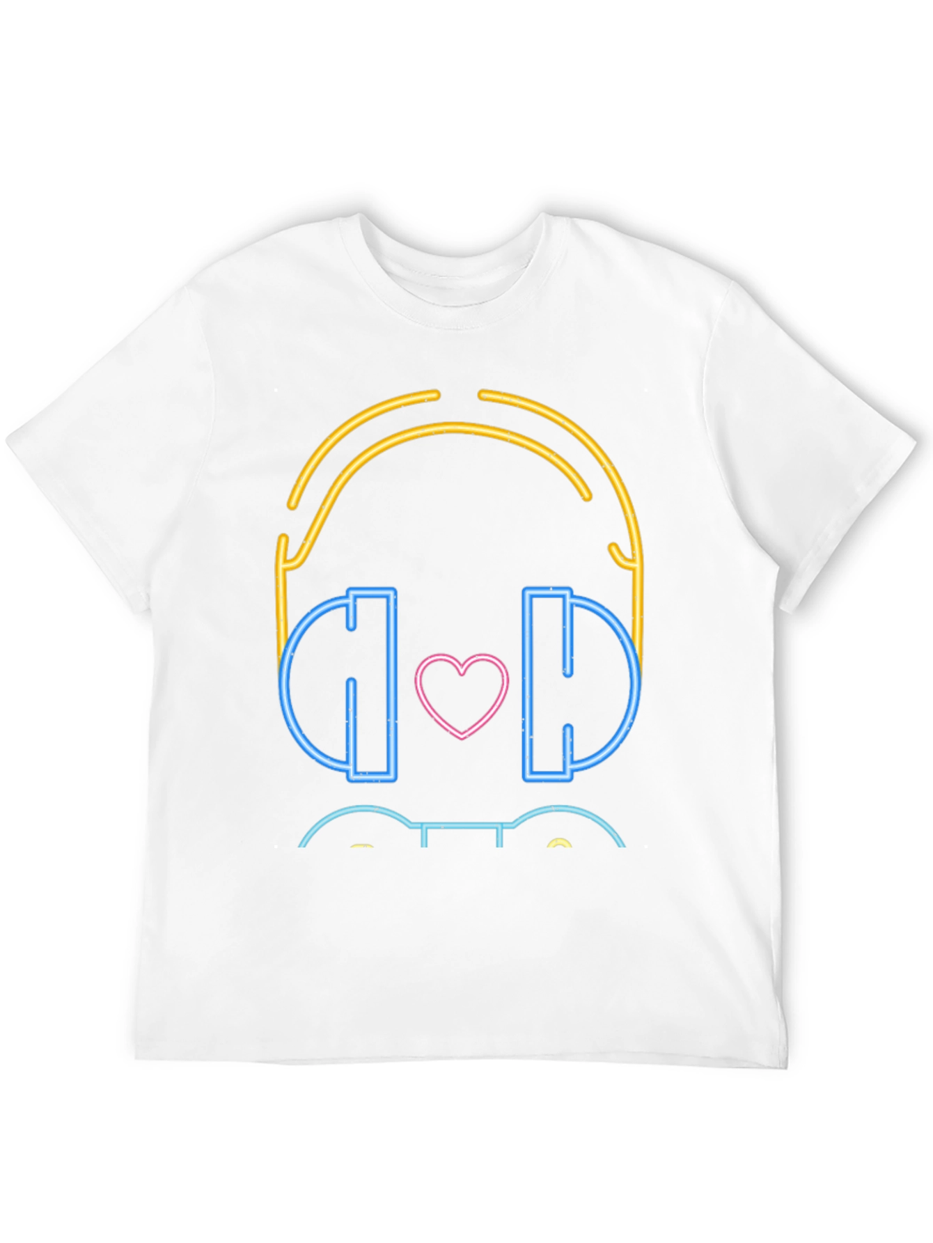 Neon Headphones Heart Graphic T-Shirt
