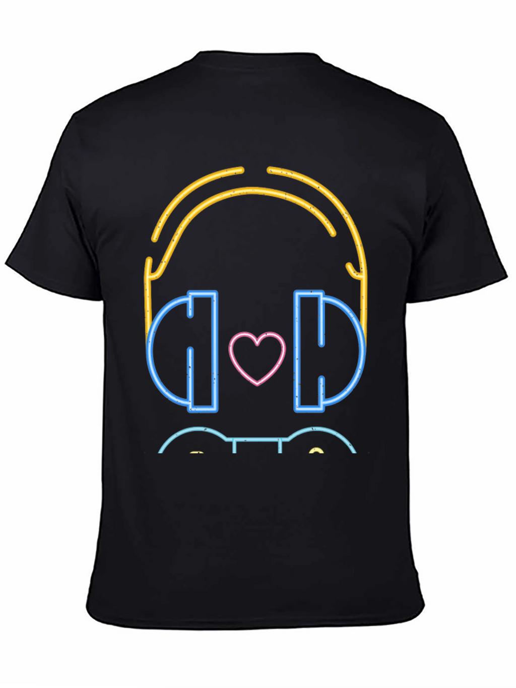 Neon Headphones Heart Graphic T-Shirt