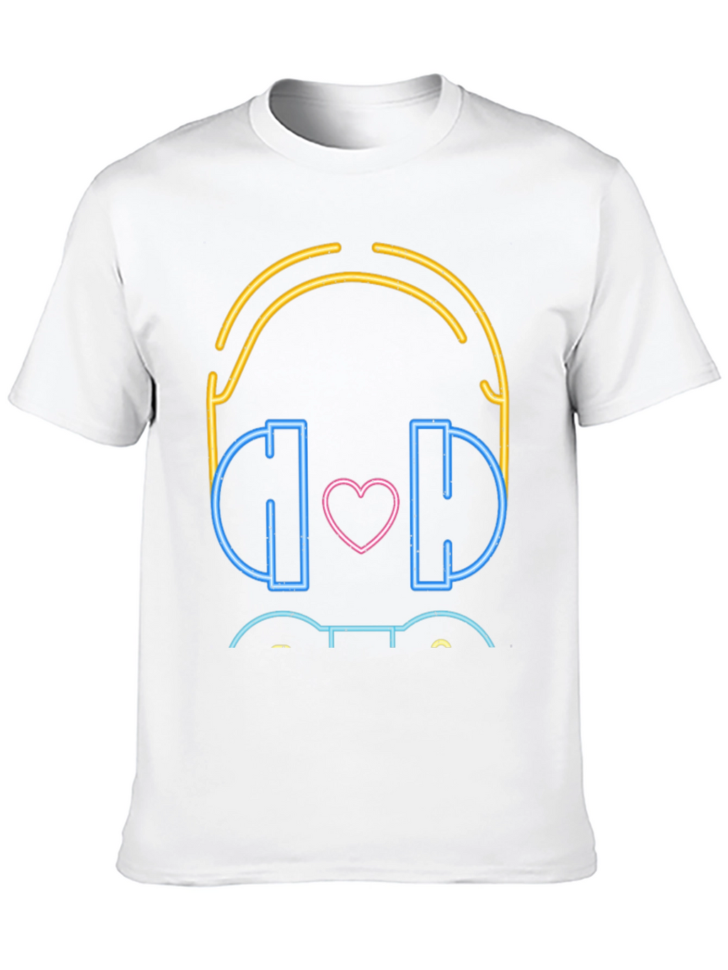 Neon Headphones Heart Graphic T-Shirt