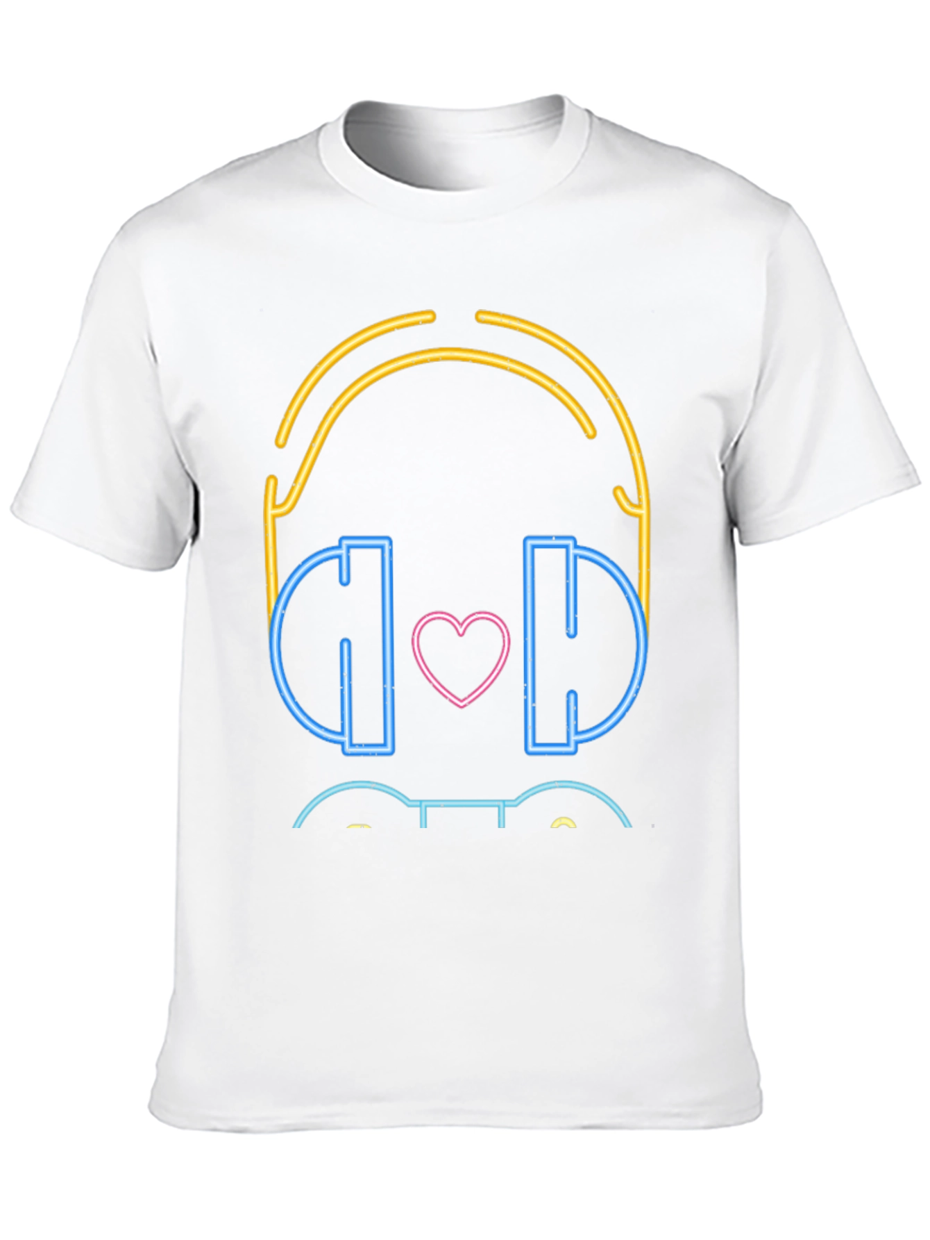 Neon Headphones Heart Graphic T-Shirt