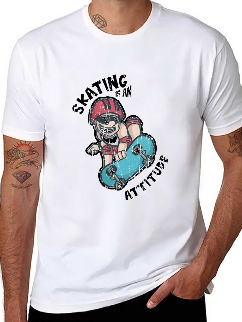 Skating Attitude Graphic Tee - Cool Skateboarder T-Shirt