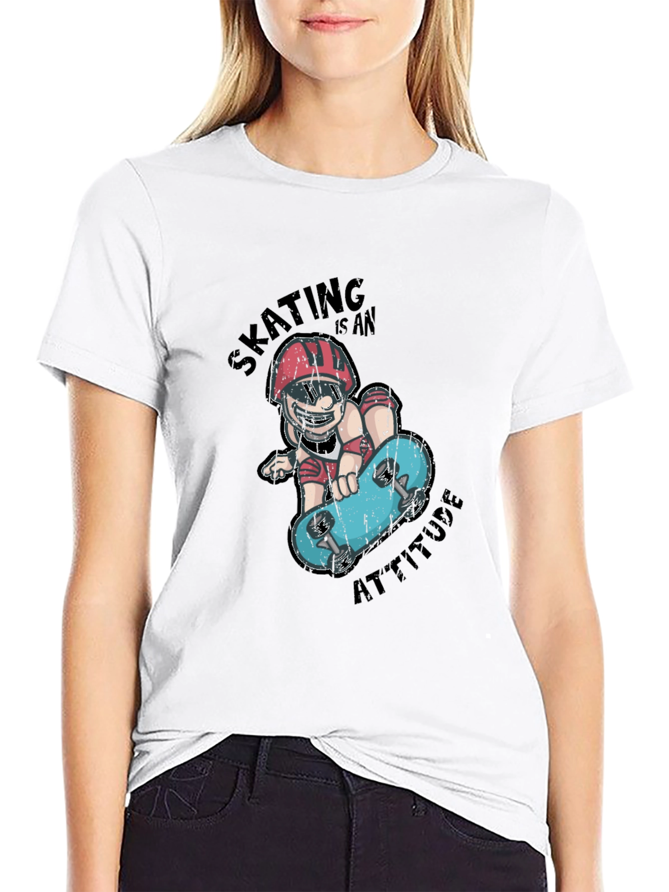 Skating Attitude Graphic Tee - Cool Skateboarder T-Shirt