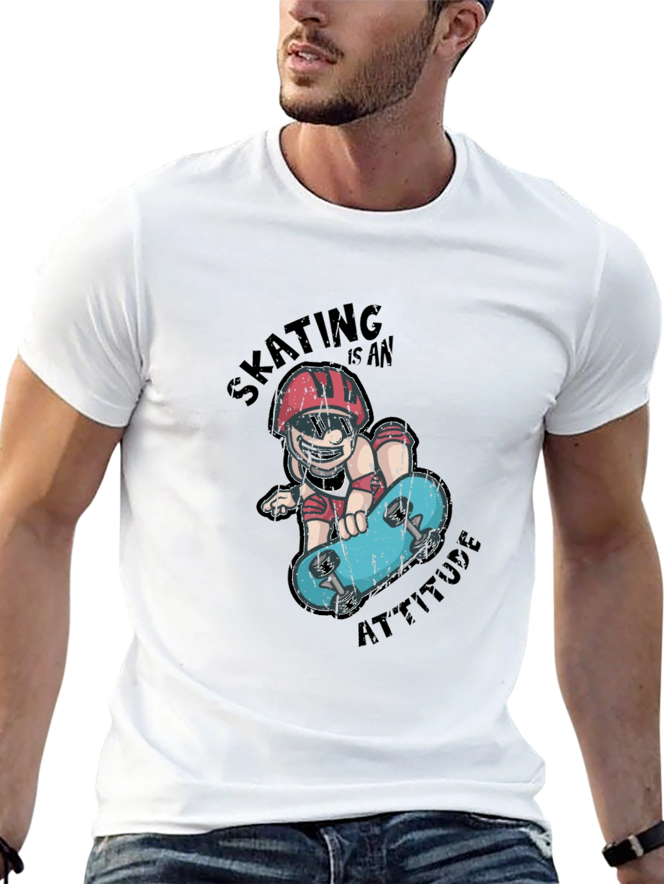 Skating Attitude Graphic Tee - Cool Skateboarder T-Shirt