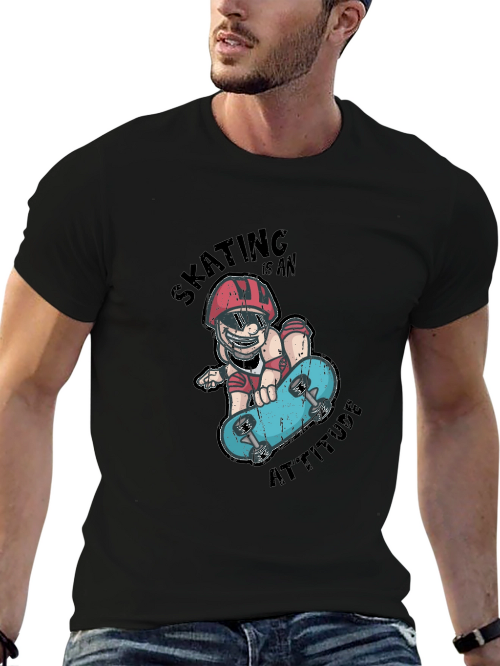 Skating Attitude Graphic Tee - Cool Skateboarder T-Shirt