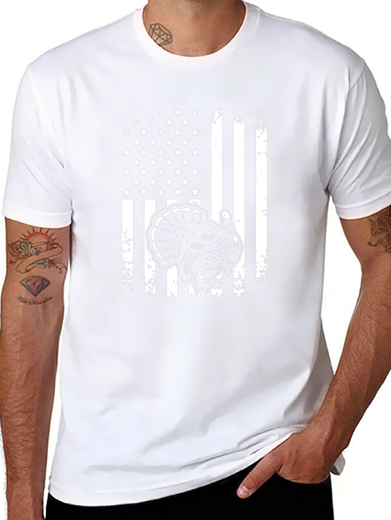 American Flag Turkey Graphic T-Shirt