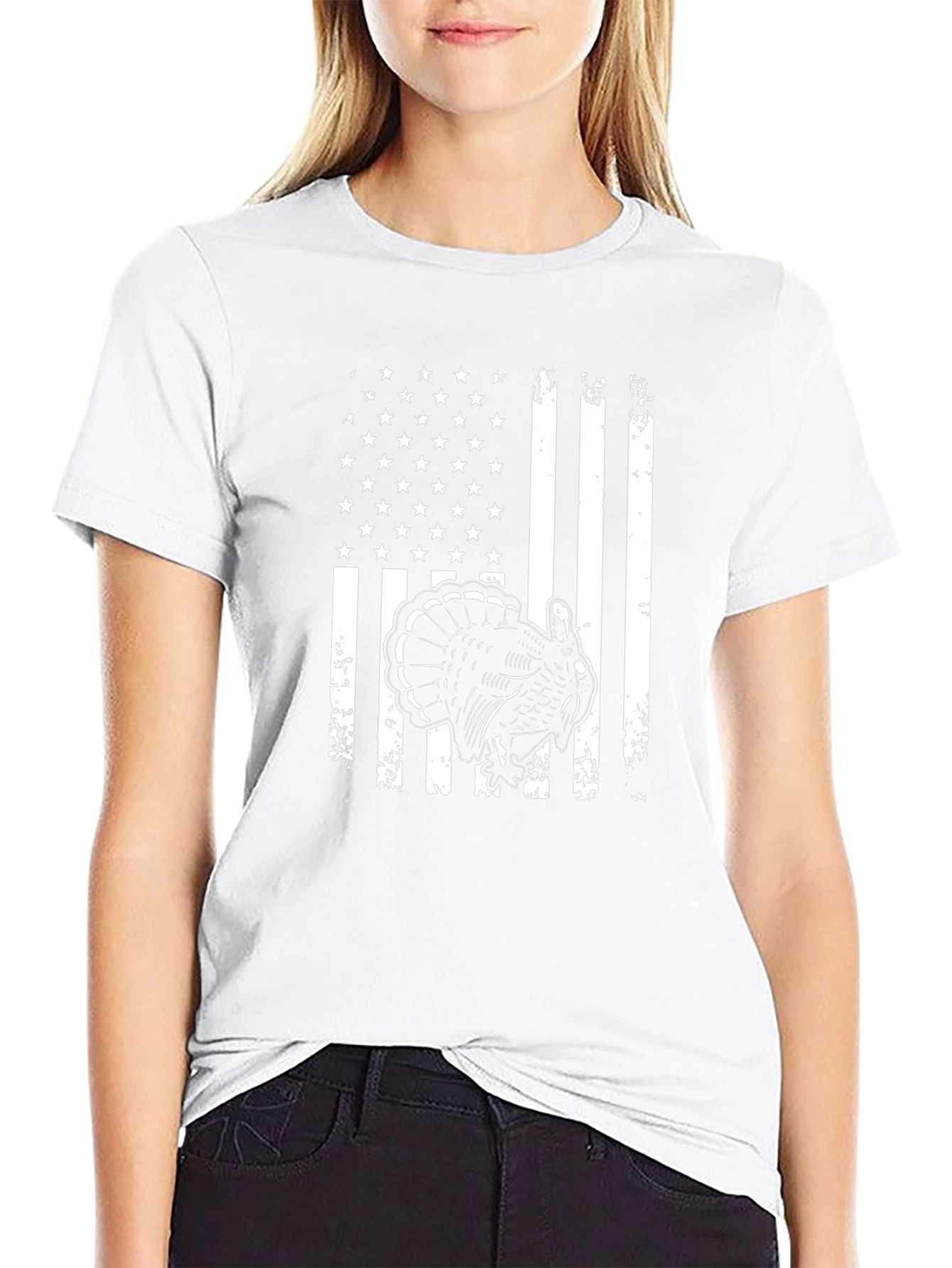 American Flag Turkey Graphic T-Shirt