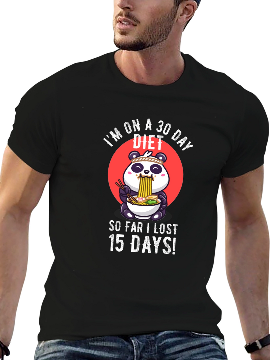 Funny Diet T-Shirt - Panda Ramen Design