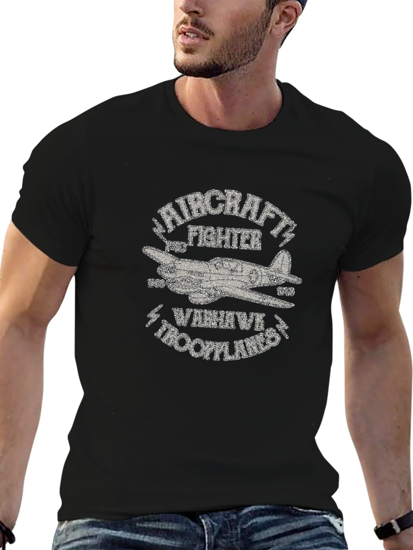 Warhawk Troopplanes Aircraft Fighter Graphic T-Shirt