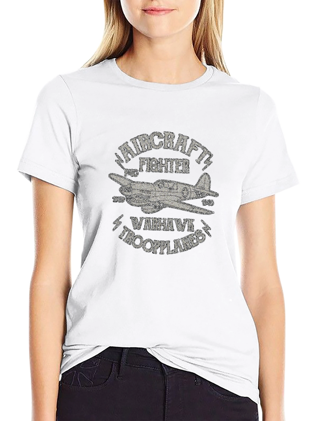 Warhawk Troopplanes Aircraft Fighter Graphic T-Shirt