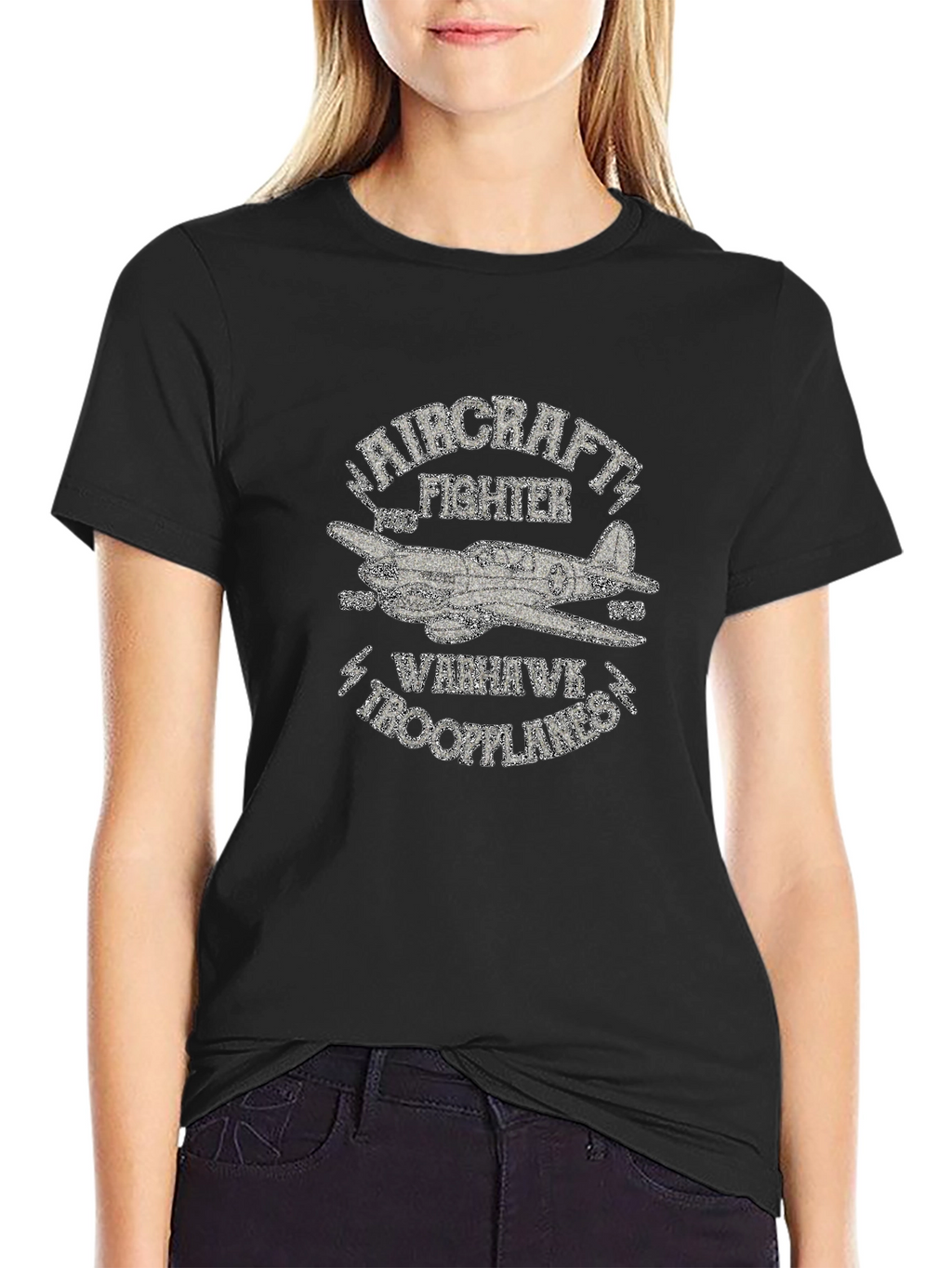Warhawk Troopplanes Aircraft Fighter Graphic T-Shirt