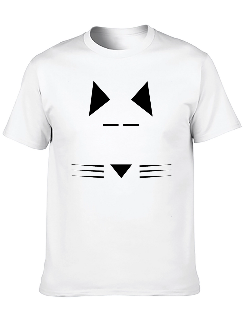 Abstract Cat Face Graphic Black T-Shirt