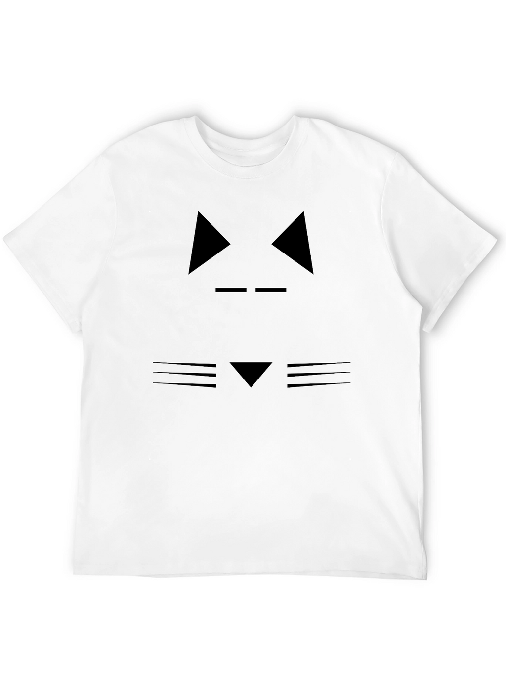 Abstract Cat Face Graphic Black T-Shirt