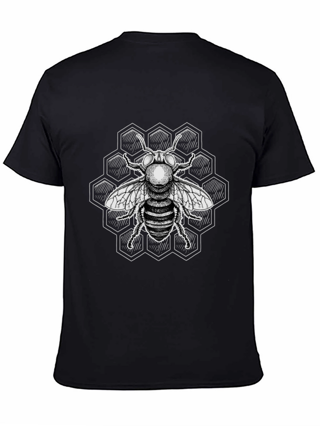 Bee Graphic T-Shirt - Black Honeycomb Design