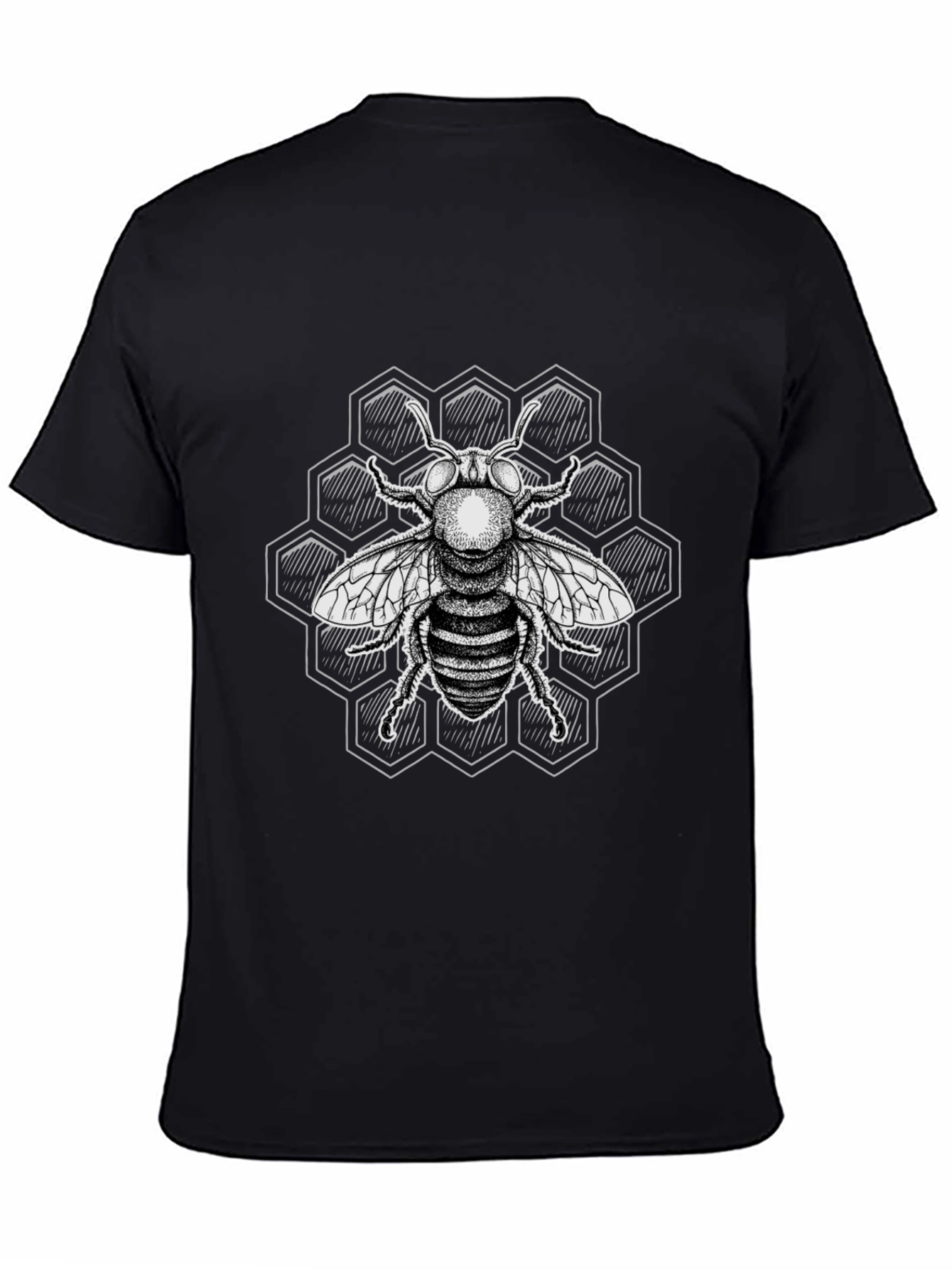 Bee Graphic T-Shirt - Black Honeycomb Design