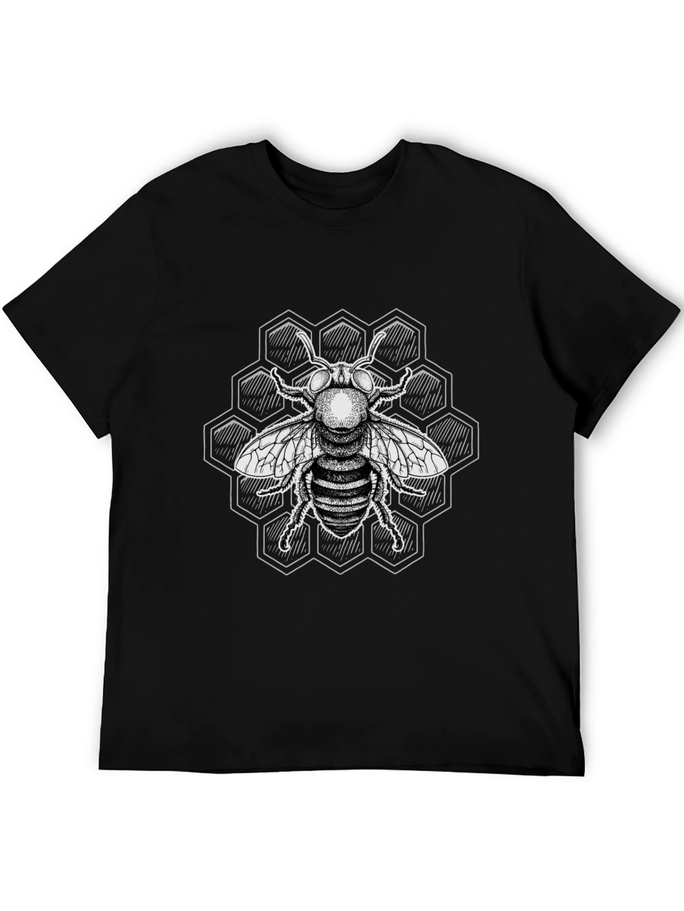 Bee Graphic T-Shirt - Black Honeycomb Design