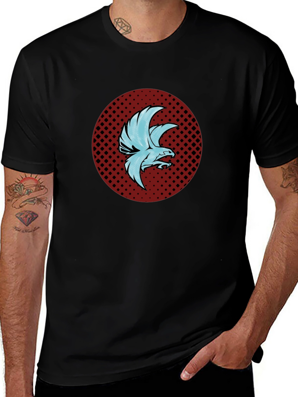 Stylish Eagle Graphic Print Black T-Shirt