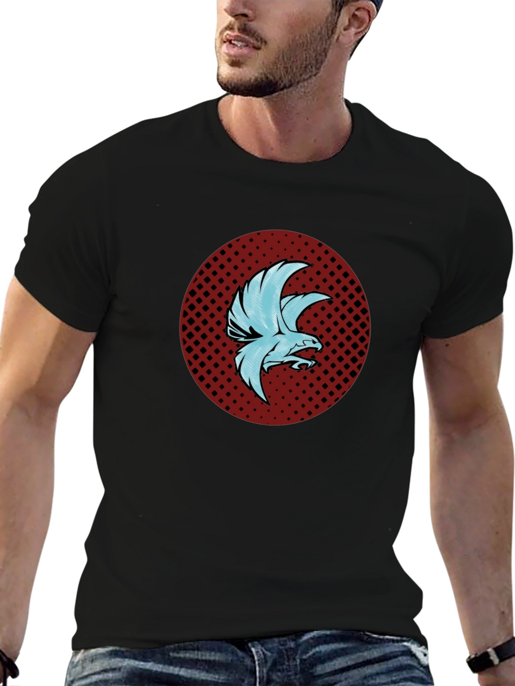 Stylish Eagle Graphic Print Black T-Shirt
