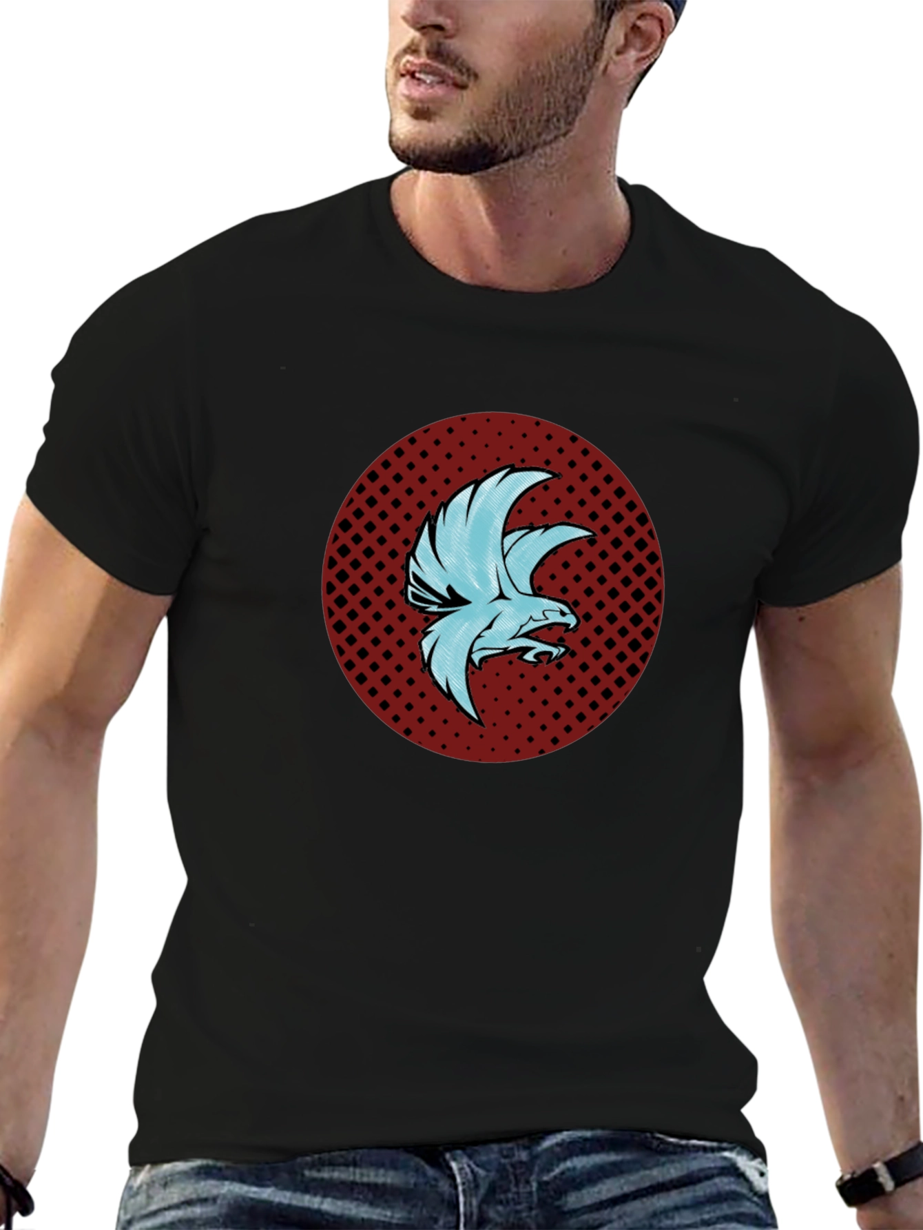 Stylish Eagle Graphic Print Black T-Shirt