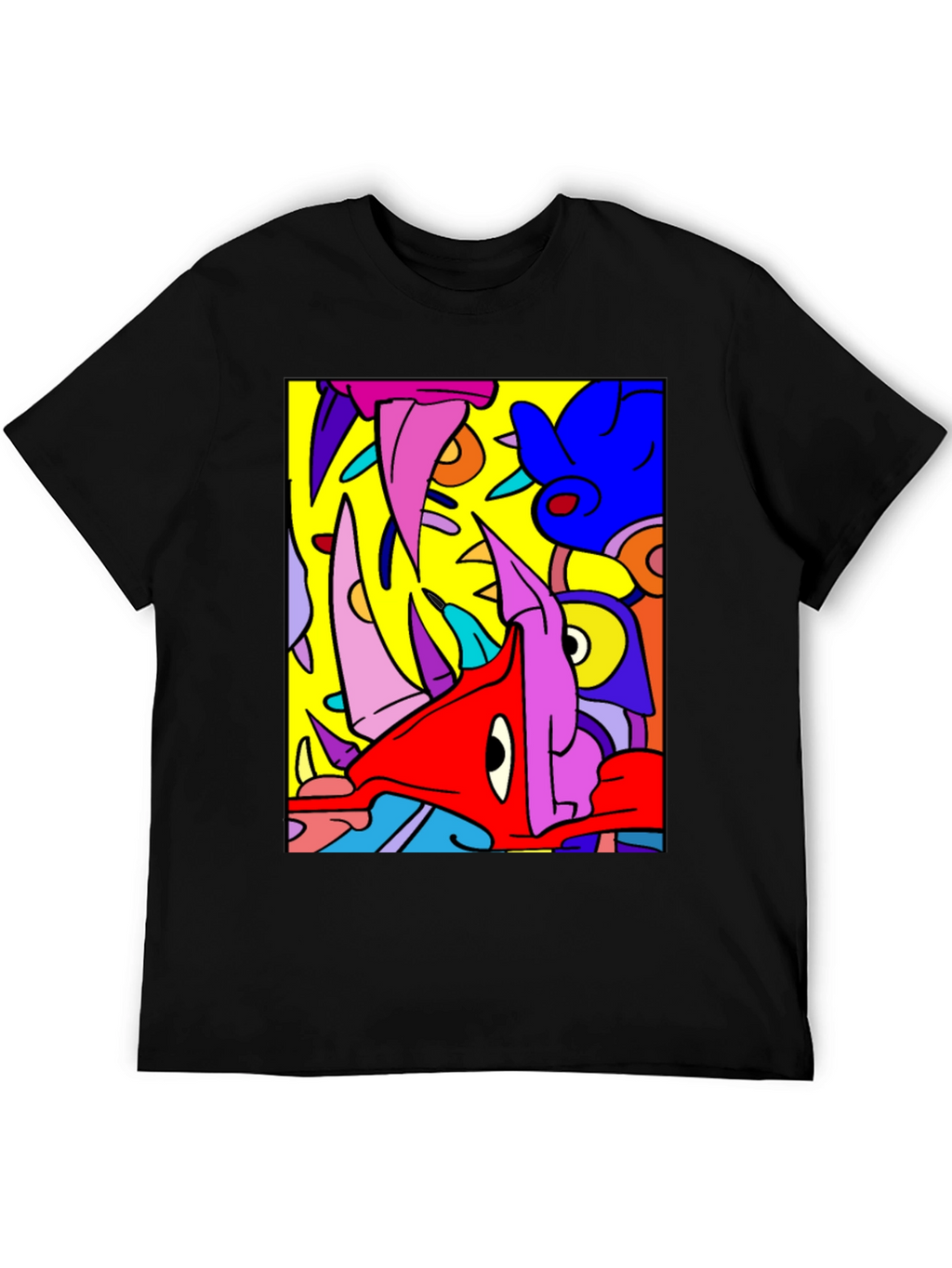 Abstract Cartoon Graphic Black T-Shirt