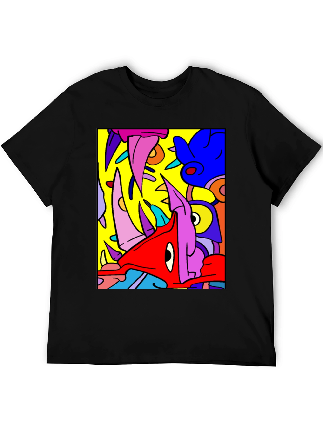 Abstract Cartoon Graphic Black T-Shirt