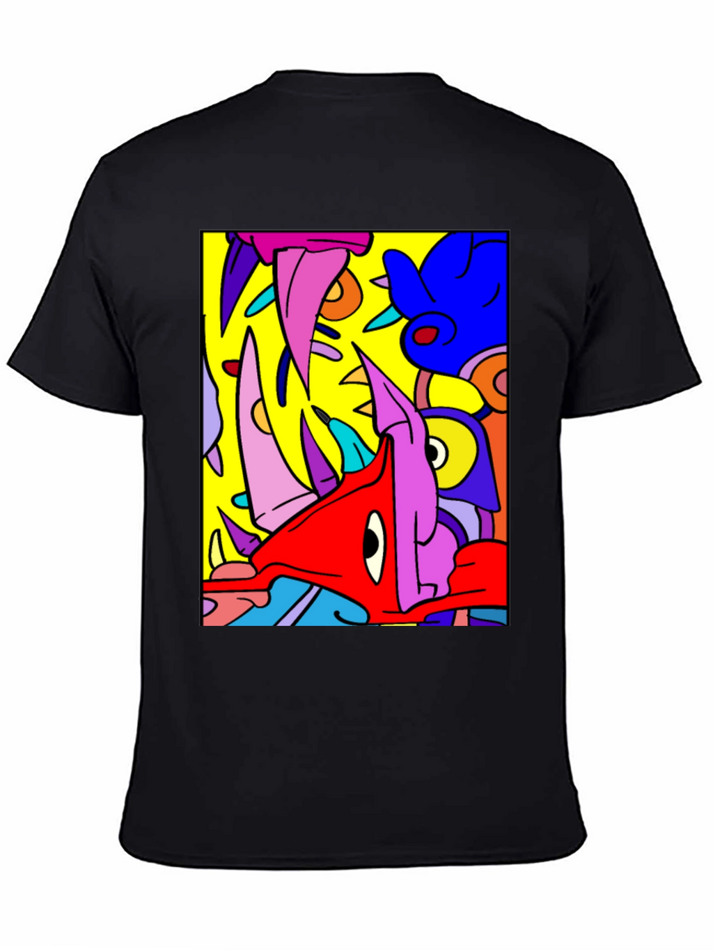 Abstract Cartoon Graphic Black T-Shirt