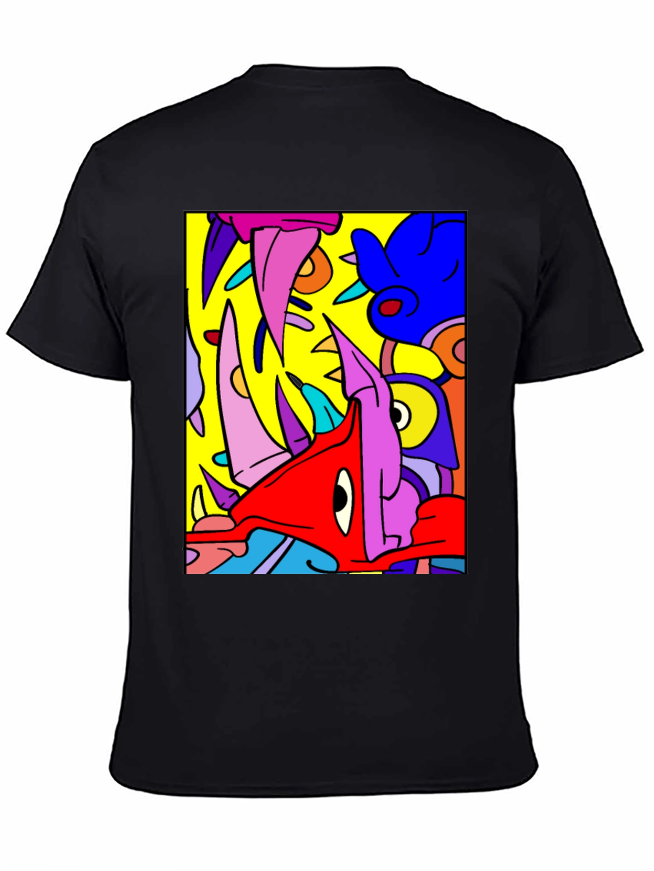 Abstract Cartoon Graphic Black T-Shirt