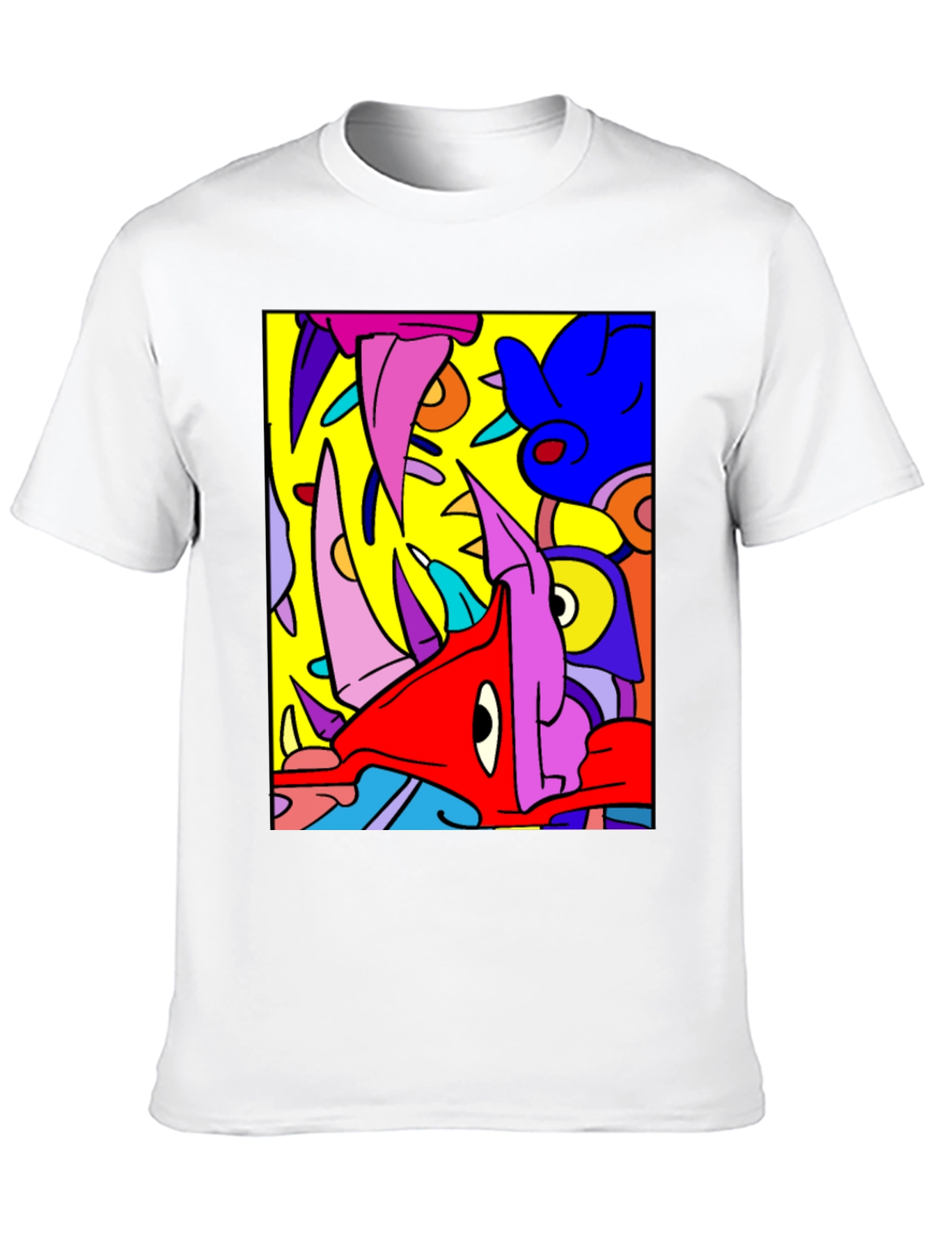 Abstract Cartoon Graphic Black T-Shirt