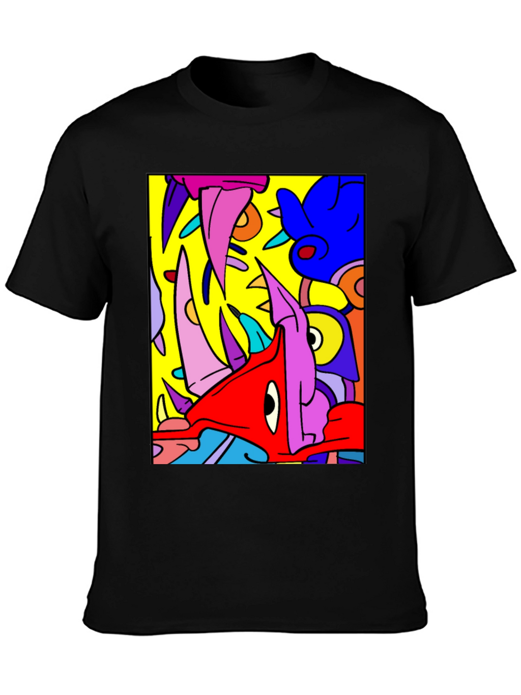 Abstract Cartoon Graphic Black T-Shirt