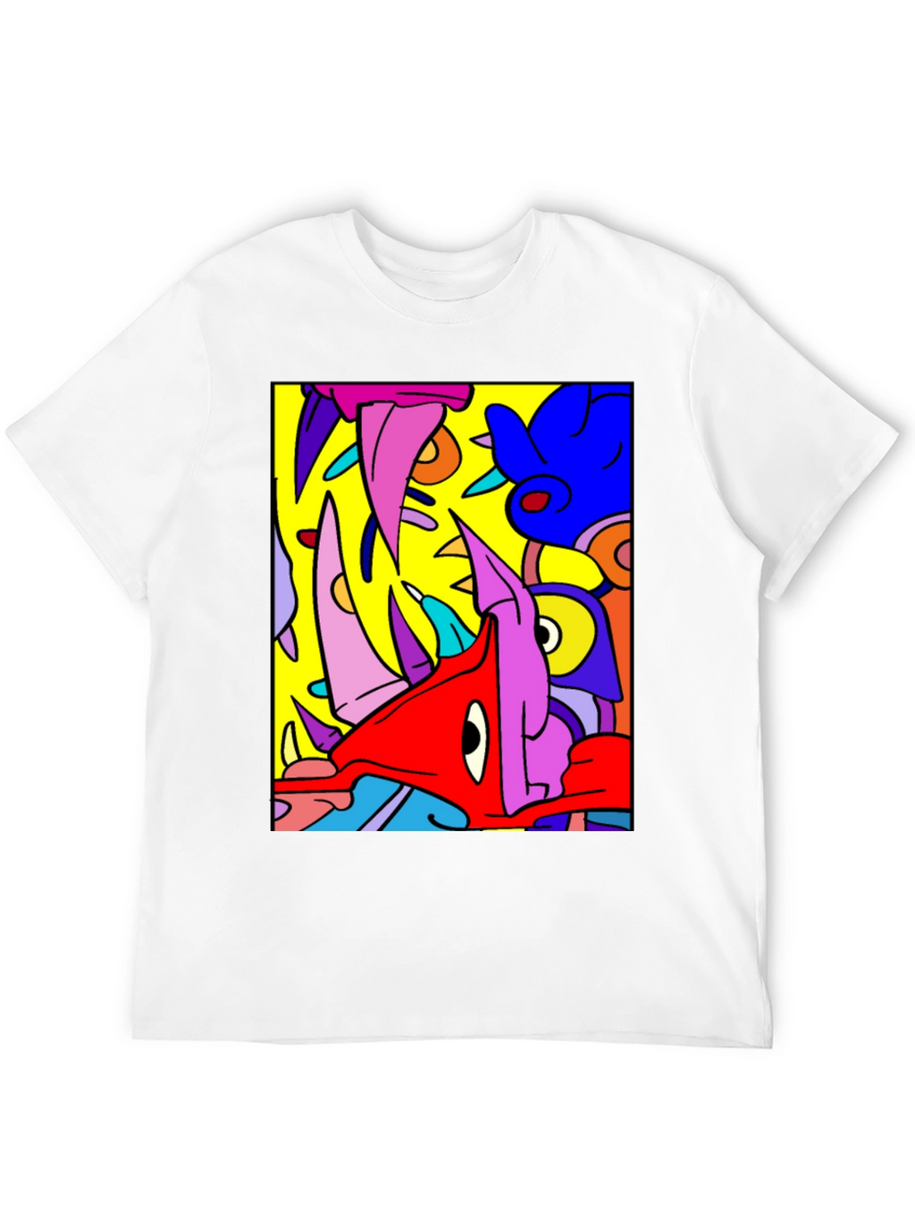 Abstract Cartoon Graphic Black T-Shirt