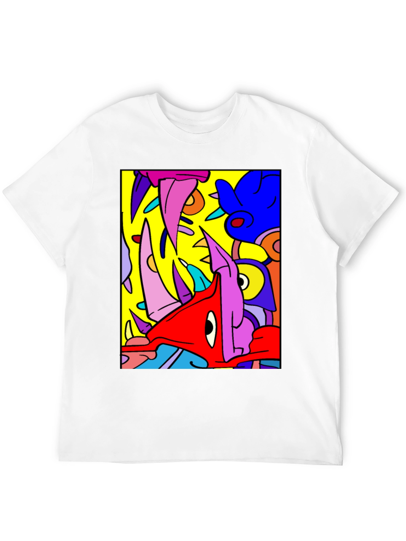 Abstract Cartoon Graphic Black T-Shirt