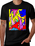 Abstract Cartoon Graphic Black T-Shirt