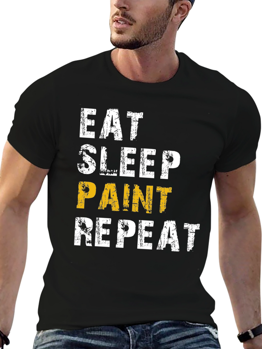Eat Sleep Paint Repeat Black Graphic Tee