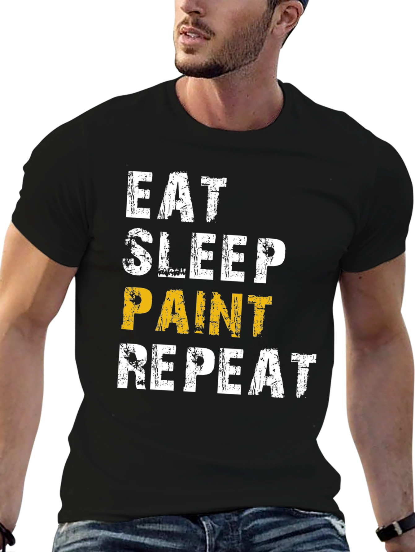 Eat Sleep Paint Repeat Black Graphic Tee