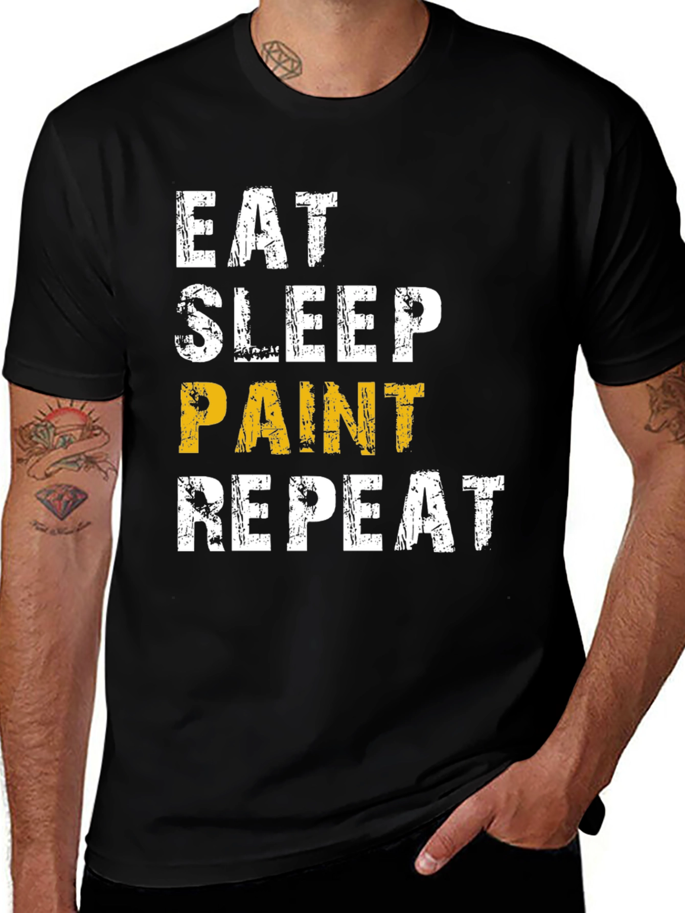 Eat Sleep Paint Repeat Black Graphic Tee