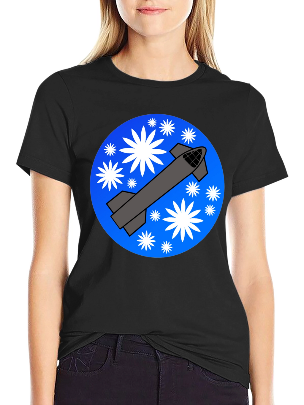 Space Rocket Graphic T-Shirt - Starry Launch Design