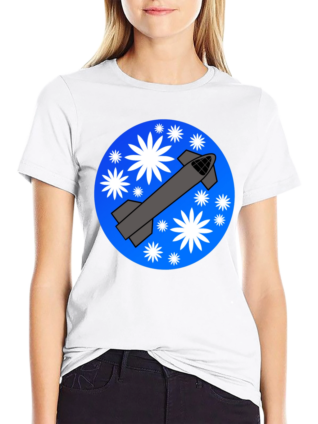 Space Rocket Graphic T-Shirt - Starry Launch Design