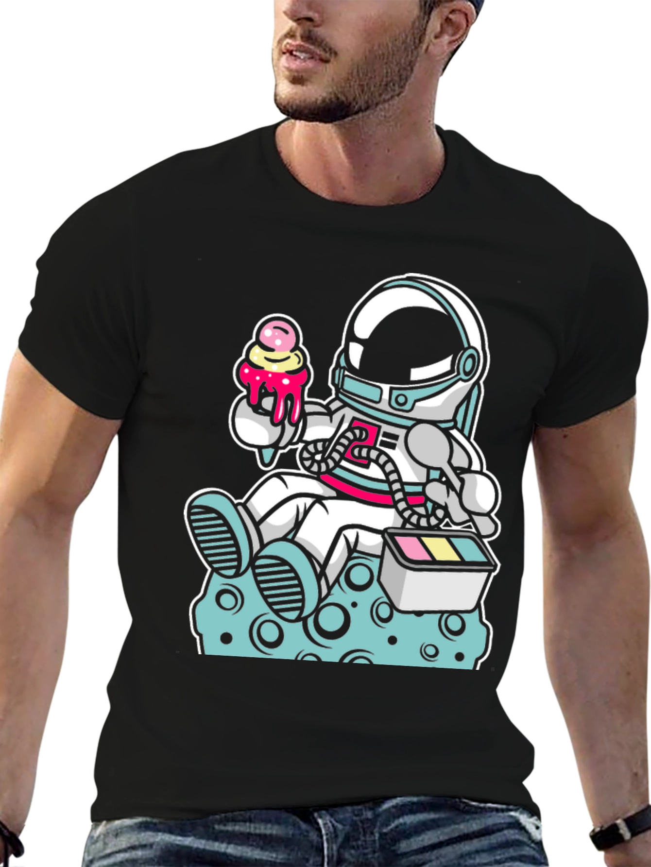 Astronaut Ice Cream Graphic T-Shirt