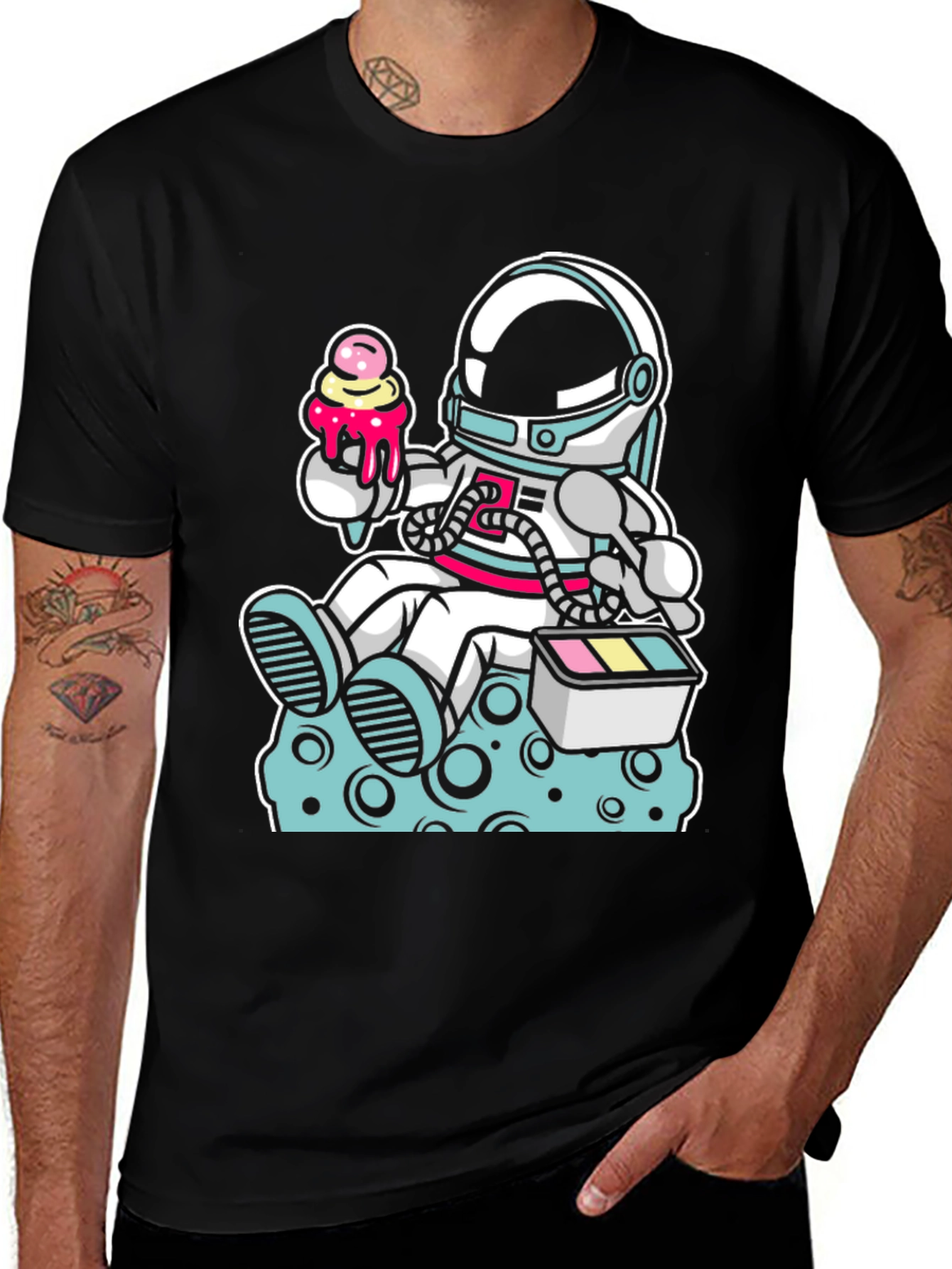 Astronaut Ice Cream Graphic T-Shirt
