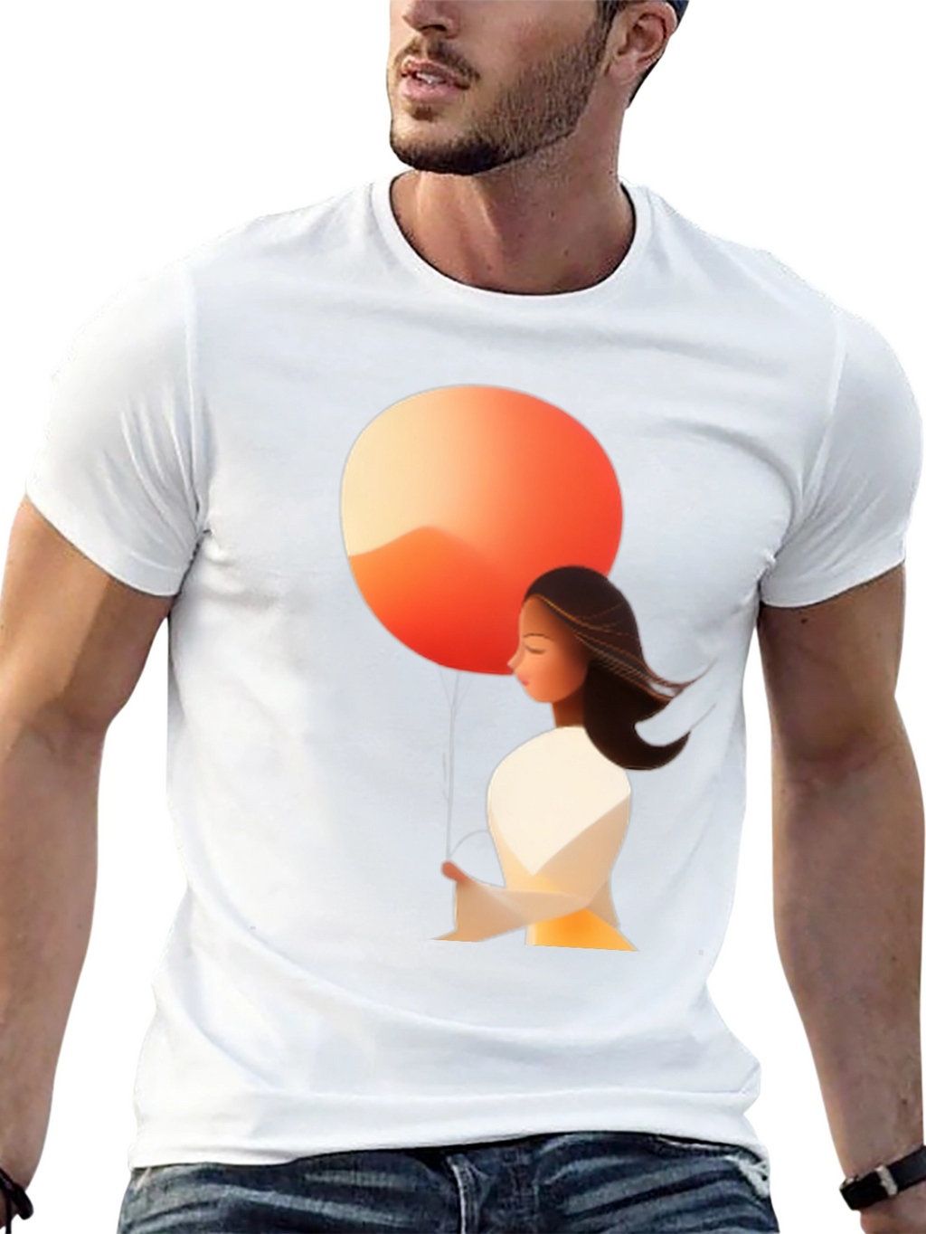 Abstract Art Tee: Woman & Sunset