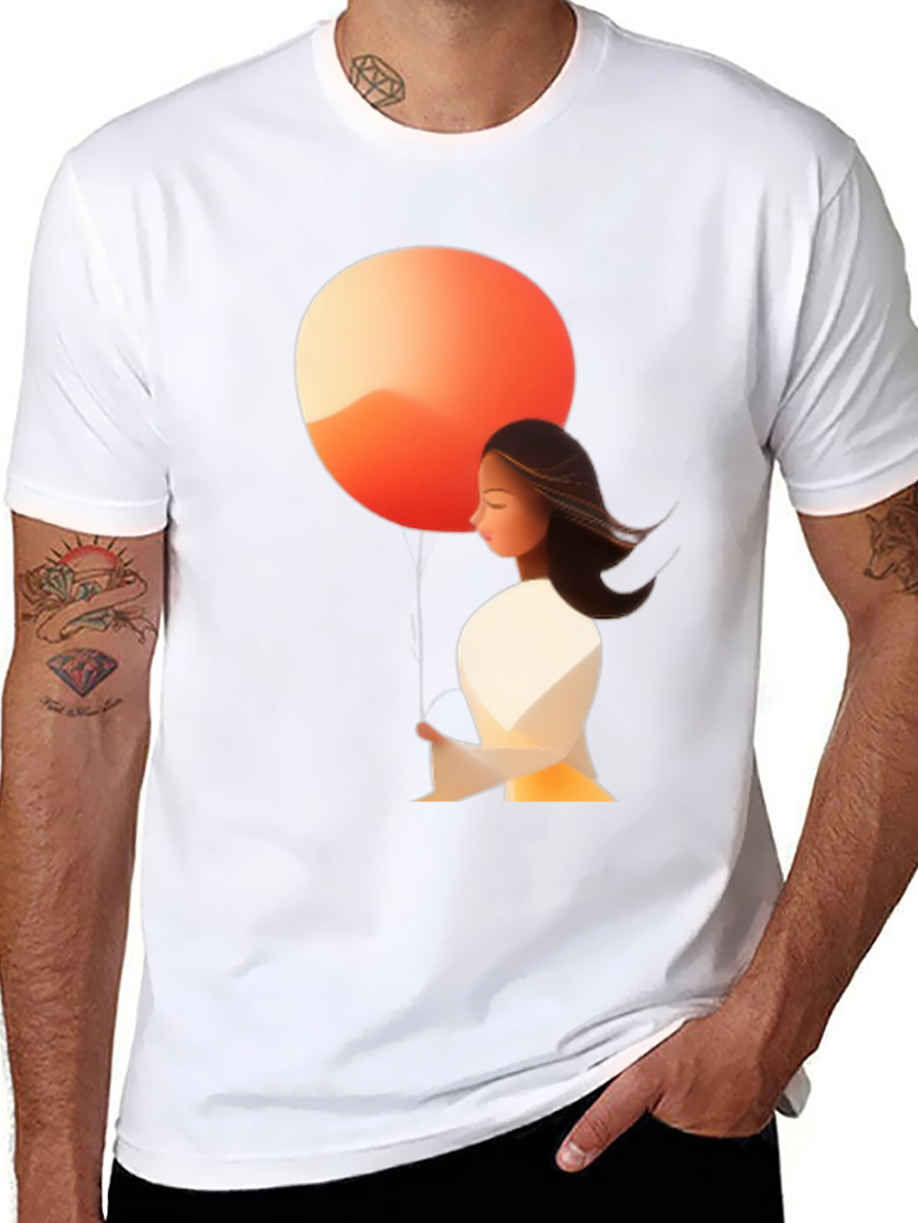 Abstract Art Tee: Woman & Sunset