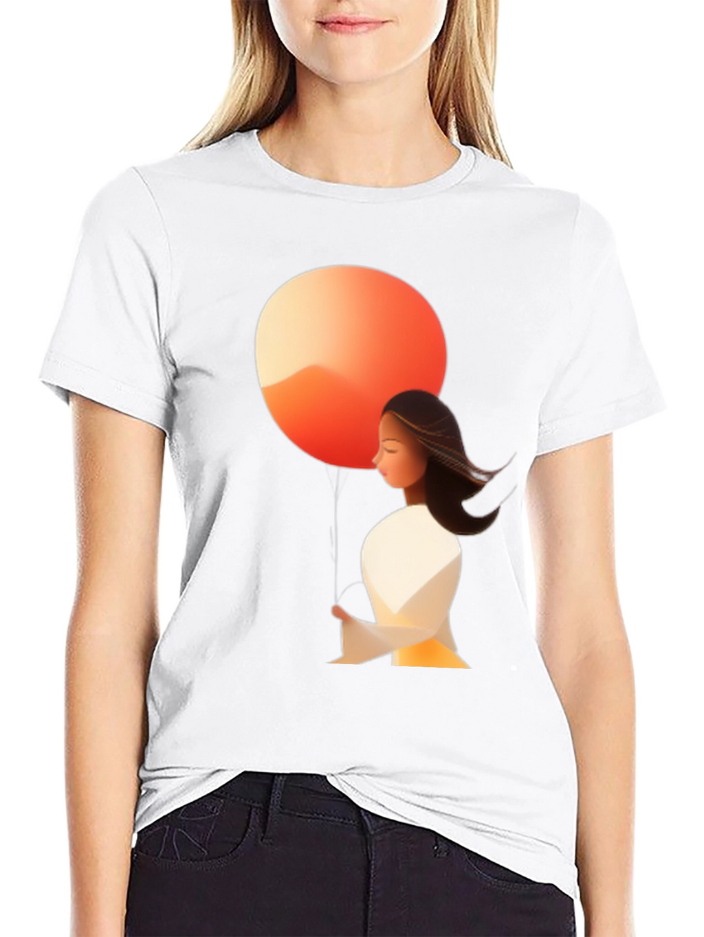 Abstract Art Tee: Woman & Sunset