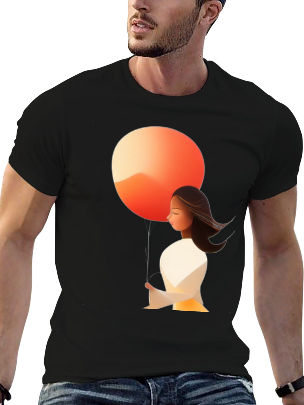 Abstract Art Tee: Woman & Sunset
