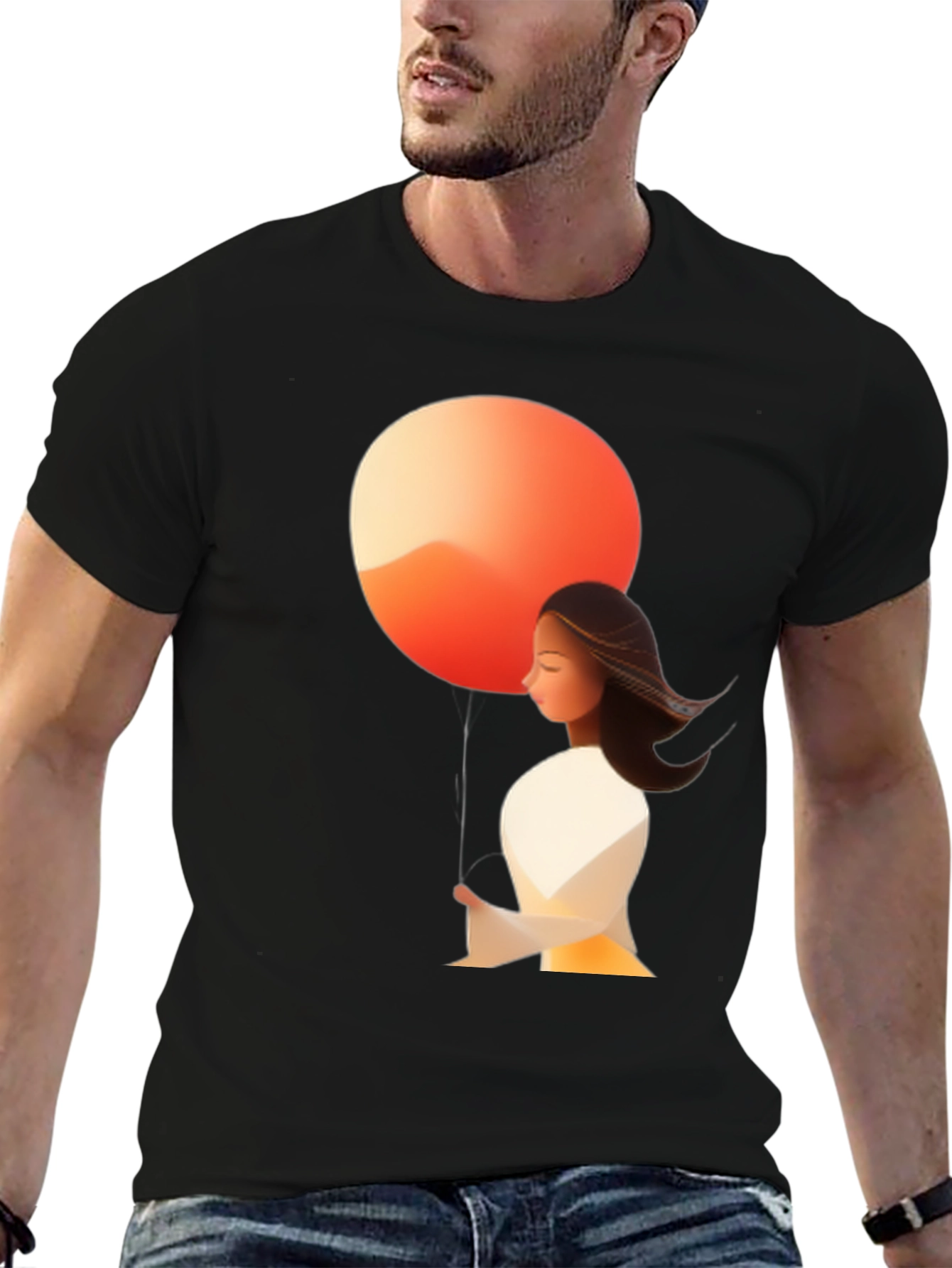 Abstract Art Tee: Woman & Sunset