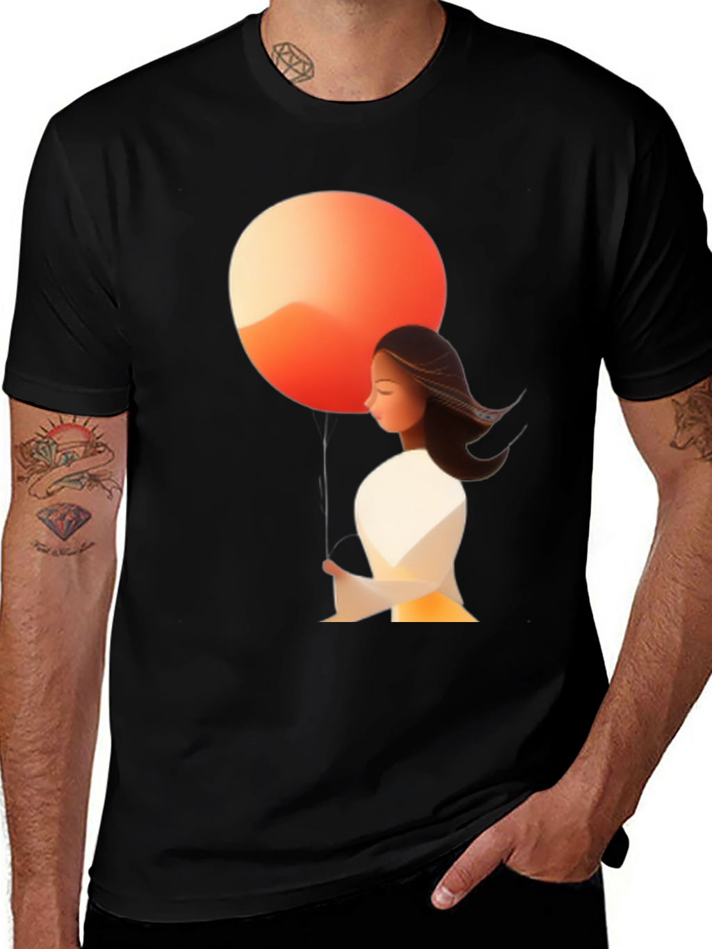 Abstract Art Tee: Woman & Sunset