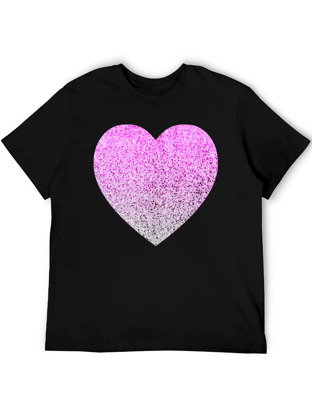 Sparkly Heart Graphic Tee - Black Cotton Blend