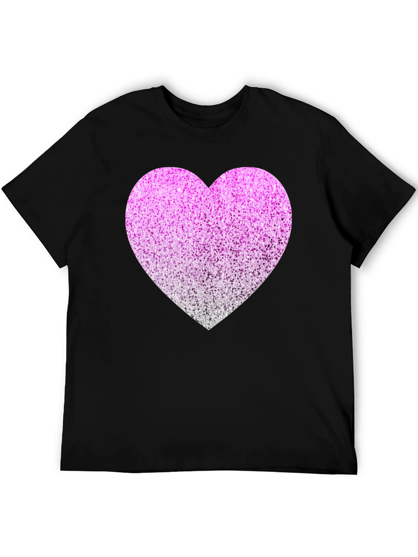 Sparkly Heart Graphic Tee - Black Cotton Blend