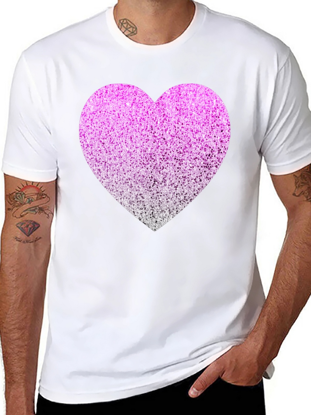 Sparkly Heart Graphic Tee - Black Cotton Blend
